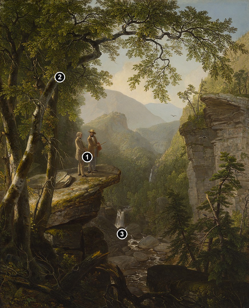 Annotated details from Kindred Spirits by Asher Brown Durand